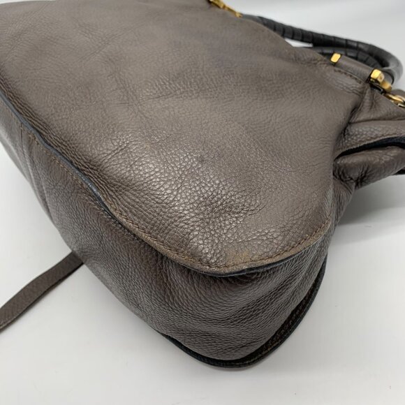 Chloé Gray Calf Leather Marcie Small Double Carry Satchel Bag - Picture 8 of 12